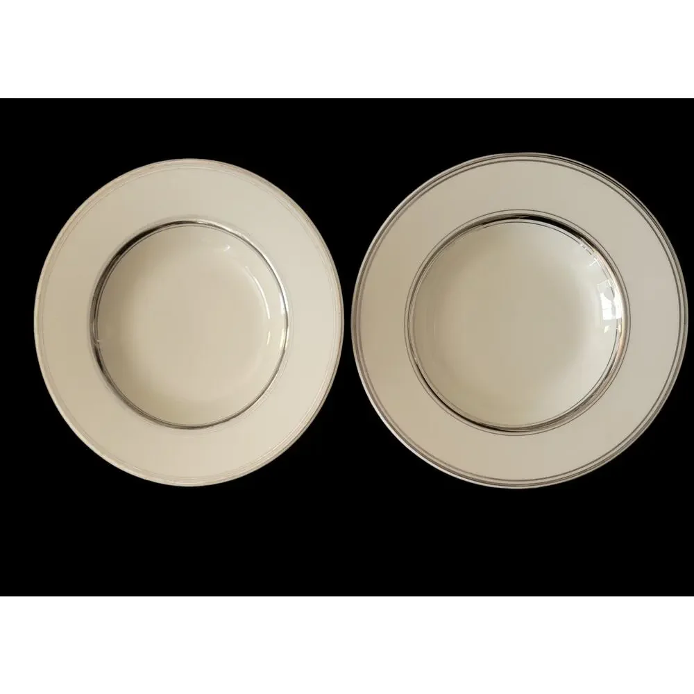 Vintage Atlas China Soup Bowls: Silver Trim, Fine China, Chic USA Made, Set of 2